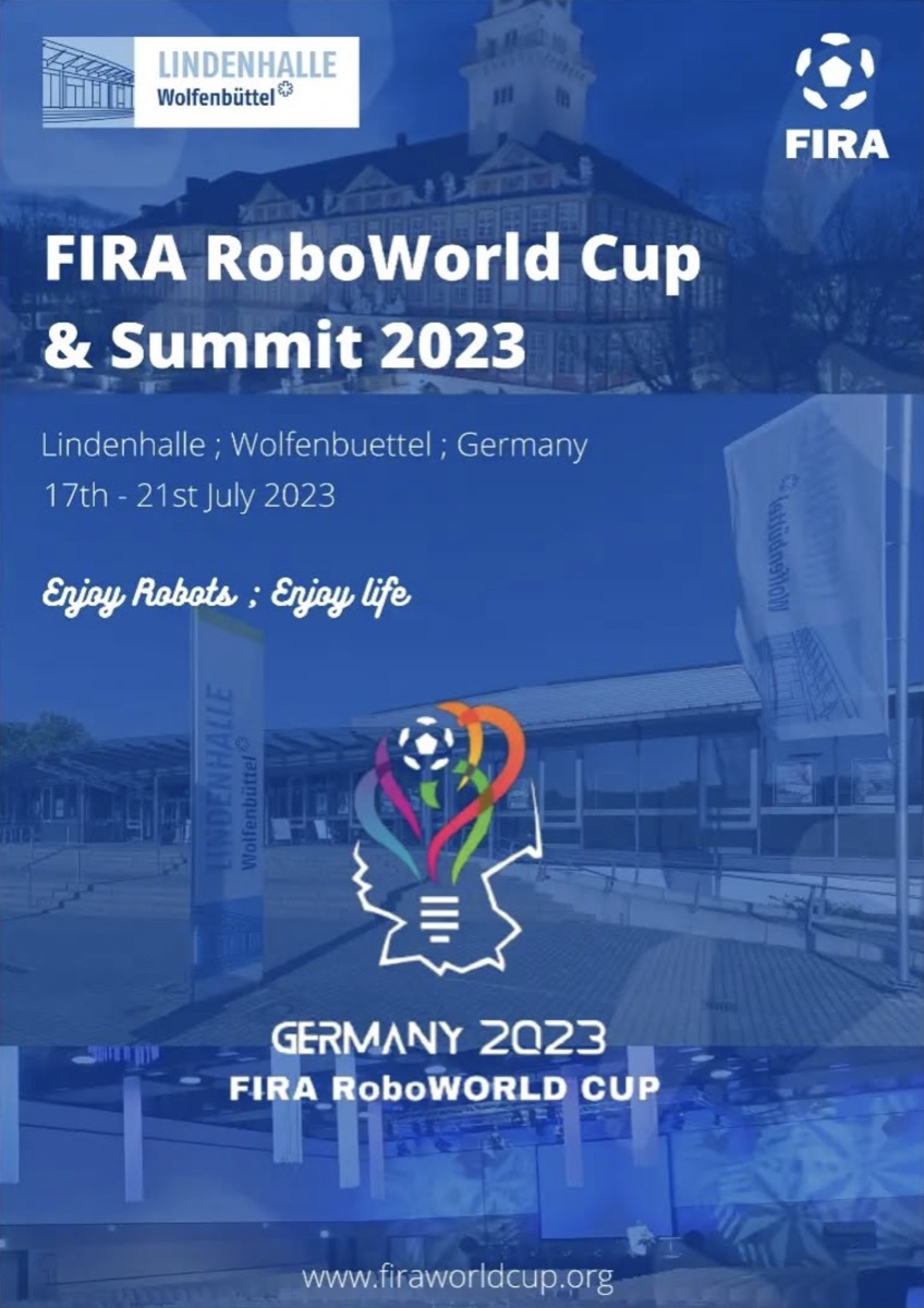 FIRA RoboWorld Cup and Summit 2023 poster — Lindenhalle, Wolfenbüttel