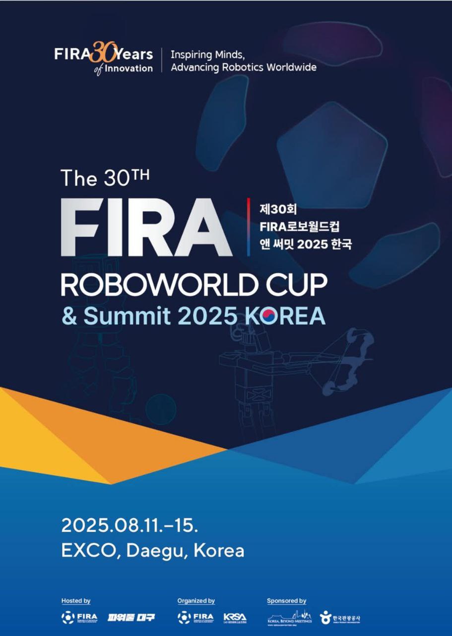 The 30th FIRA RoboWorld Cup and Summit 2025 poster — EXCO, Daegu