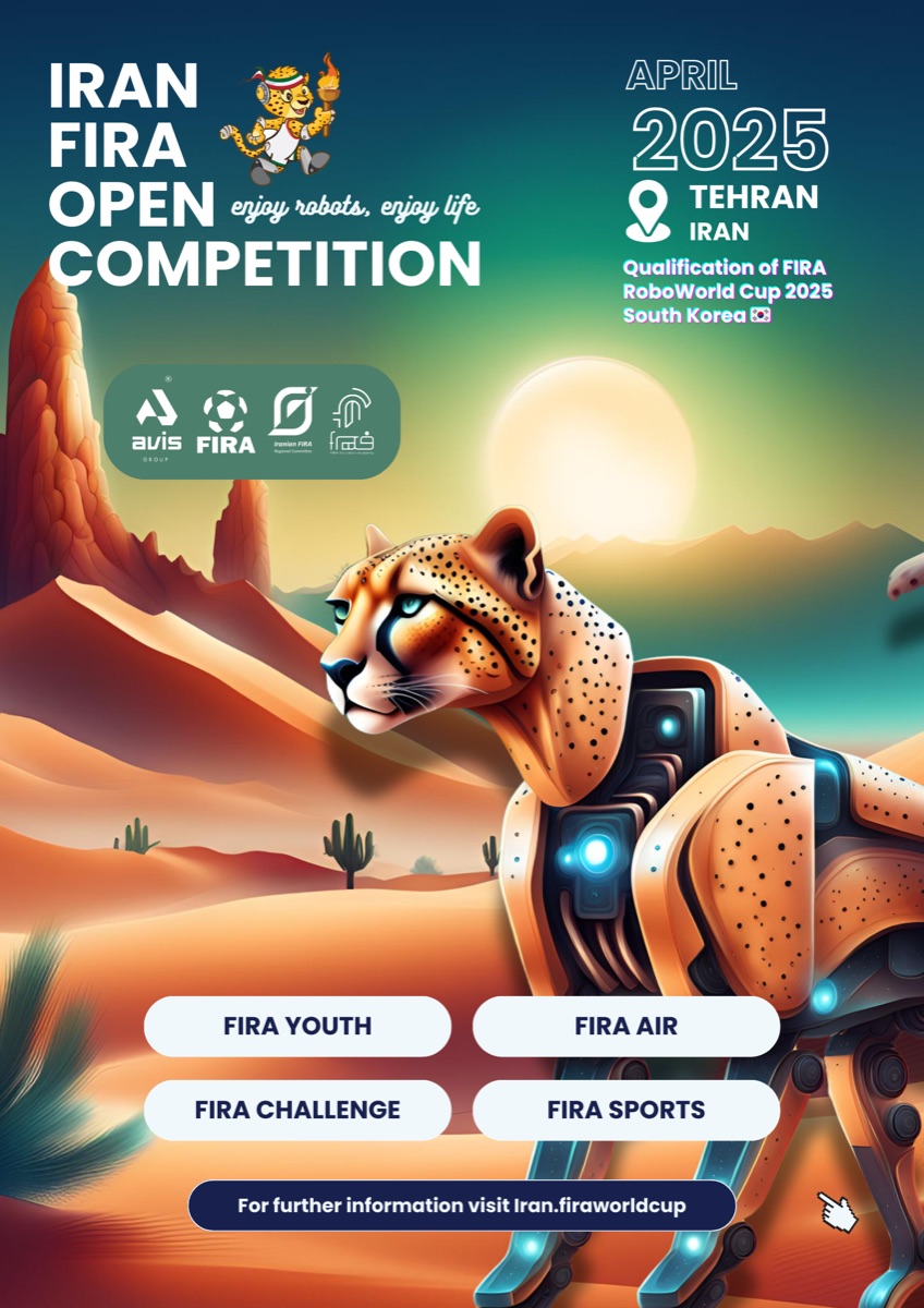 Iran FIRA Open Competition 2025 poster — Tehran, April 2025